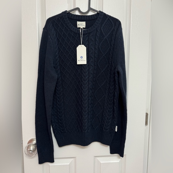 Ben Sherman Navy Cable Knit Wool Blend Sweater Men’s Small NWT - Picture 2 of 9